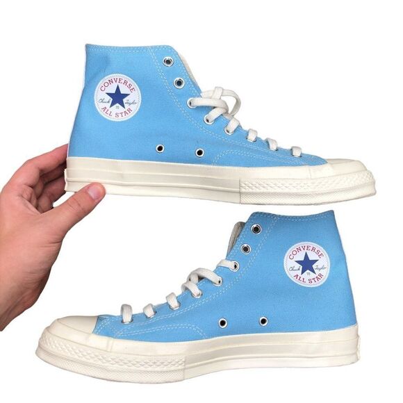 LIMITED Edition CDG Converse X Comme Des Garcons Play Bright Blue Size 11 - Picture 2 of 15